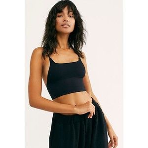 Free People NWT Andi Square Neck Seamless Cropped Tank Top Black XSmall New